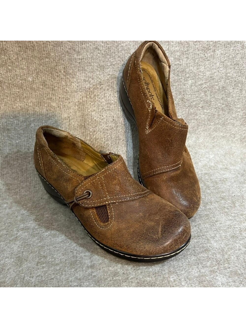 Softspots Shoes Women 10 Brown Leather Slip On Comfort Loafers Walking